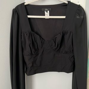 Lulus Black Cropped Long Sleeve
